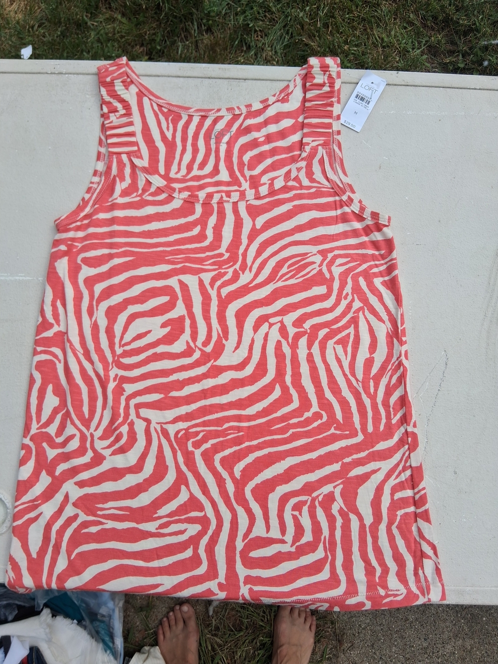 LOFT Coral and Cream Zebra-Print Tank Dress - Kids